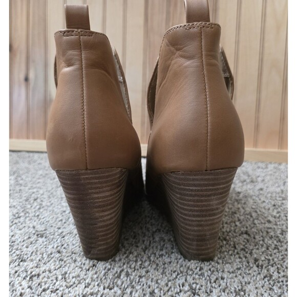 Report Boots Size 9.5 Stacked Heel Ankle Booties Light Brown Faux Leather - Picture 4 of 12
